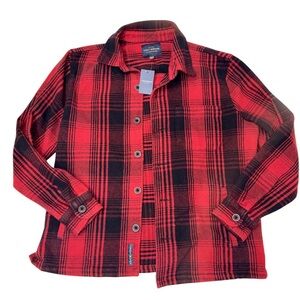 NWT Lucky Brand Men's Heavy Flannel Work Shirt Jacket Red Black Buffalo print XL